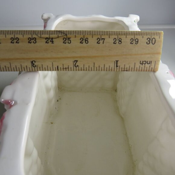 Roses on a Lattice Garden Wall & Gate Ceramic Planter All 4 Sides Embossed 1lb+ - Picture 12 of 12